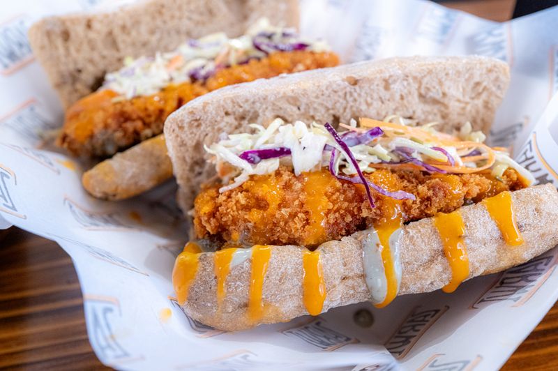 Spicy Sriracha Tenders with sriracha drizzle